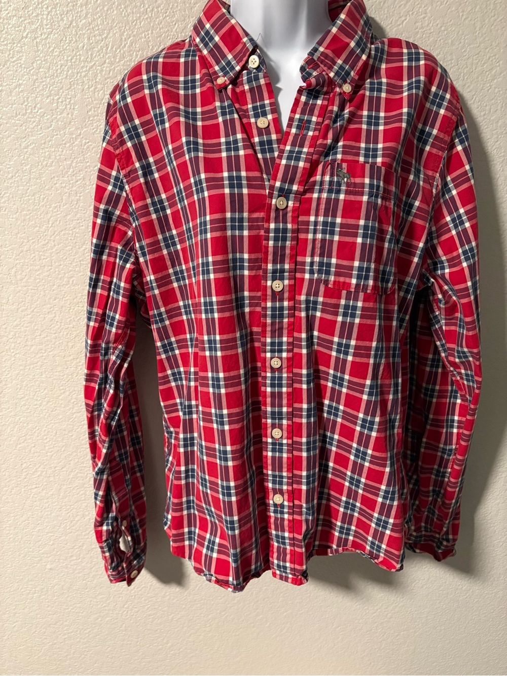 Men’s Abercrombie & Fitch Red Plaid Button-Down Shirt